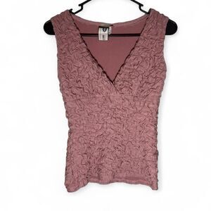 NWT Touch 9 Ruffle Tank Top V-Neck Dusty Rose Medium